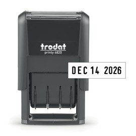 Trodat 4820 Printy 4.0, Self-Inking Date Stamp for Professional, Classroom and Personal Applications, 3/8” x 1-¼”, CO2 Compensated Date Stamper (Black)