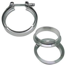 RYOTBASE Muffler Flange Band Clamp Silencer V-Band Bike Car Turbine Stainless Exhaust Turbo Customized Dress Up Gasket No Coupling Diameter (50mm(2")