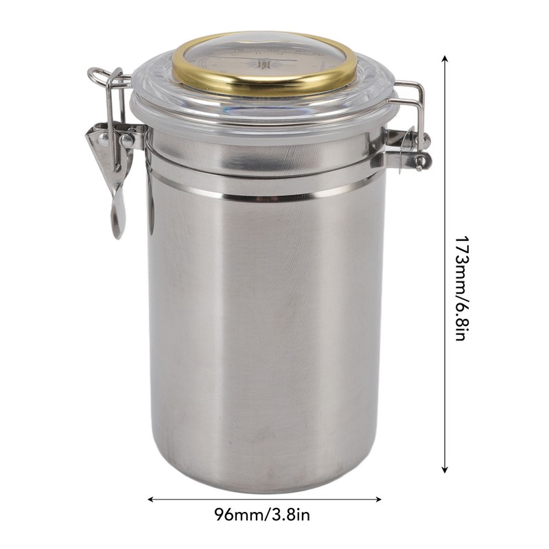 Cigar Jar Stainless Steel Silicone Ring with Hygrometer Waterproof Sealed