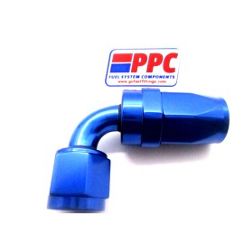 Performance Plumbing Components 06 an 90 DEGREE reusable Swivel hose End Show Polished Blue Anodized Aluminum