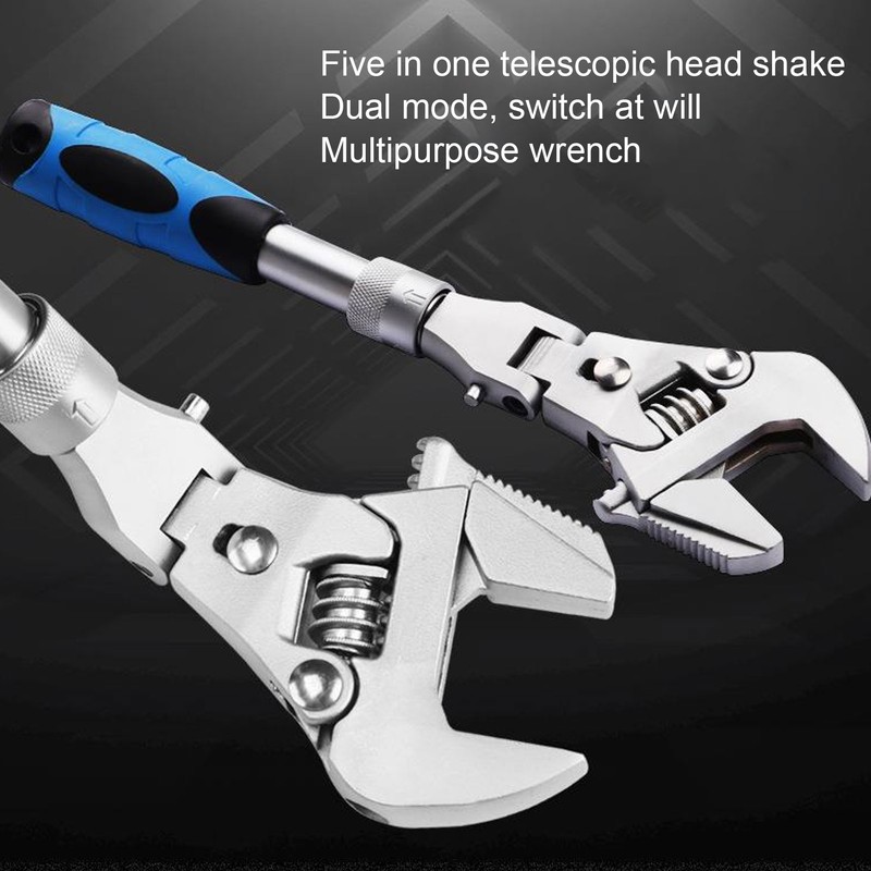 Flexhead Adjustable Wrench 10 to 12in Ratcheting Spanner with Retractable