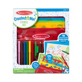 Melissa & Doug Created by Me! Stencil Art Coloring Activity Kit in Storage Pouch - 170+ Designs, 6 Markers, 2 Crayons, Paper - FSC-Certified Materials