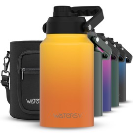 WATERSY 2/3 Gallon Water Bottle Insulated(Cold for 48 Hrs),BPA Free&Leak Proof,87oz Stainless Steel Water Jug/Flask,Big thermos,Large Water Bottle with Handle for Gym,Hiking,Camping,Yellow