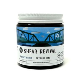 Shear Revival Upstate Blues Texture Wax | Men's Hair Styling Strong Hold Neutral Finish Infused with Spirulina, Sea Buckthorn, Aloe Leaf Juice & Marula Oil Notes of Lime, Cedarwood & Blue Tansy 3.4oz