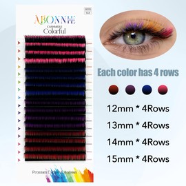 ABONNIE Colored Lash Extensions, Easy Fan Lash Extensions 0.07 D Curl Lash Extensions,Color Lash Extensions,12-15mm Mix Volume Lash Extensions, Lash Fan for Lash Extensions(0.07-D-Black Ombre 12-15)