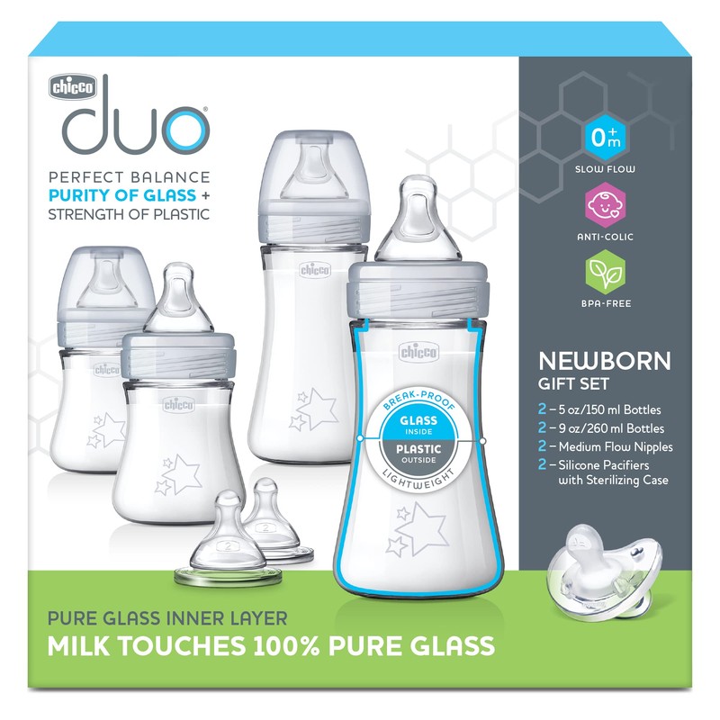 Chicco Duo Newborn Hybrid Baby Bottle Starter Gift Set with