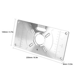 Router Table Insert Plate Aluminum Trimming Machine Engraving Flip Board with 4 Rings for Woodworking