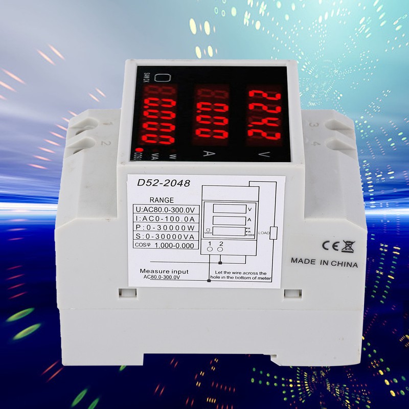D52-2048 Multi Function Meter Rail Digital Displayed AC Voltage Current