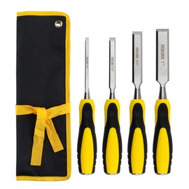 DOWELL Wood Chisel Tool Set 4pc Sturdy Chisel, 1/4 inch,1/2 inch,3/4 inch,1 inch with Carpenter Pencils HY080103