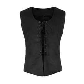 Tyuduo Chaleco medieval renacentista pirata gótico steampunk para hombre (negro, 2XL)