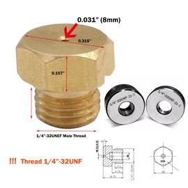 MENSI 10 Packs 𝟏/𝟒"-𝟑𝟐𝐮𝐧𝐞𝐟 𝐌𝐚𝐥𝐞 𝐓𝐡𝐫𝐞𝐚𝐝 Brass Nozzle with 0.8m (0.031") Jet Hole For Propane Natural Gas Stove Grill Natural for around 3100BTU, LP for around 7600BTU