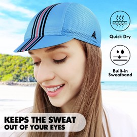 HIKENTURE Cycling Cap for Men and Women,Bike Hat with Visor Summer Sun Hat (9 Blue)