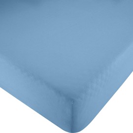 Erwin Müller Fitted Sheet, Renforcé Würzburg, Plain, Blue, Size 90 x 190 cm - 100 x 200 cm, Durable, Dimensionally Retaining, with Elasticated Edging (Other Colours, Sizes)
