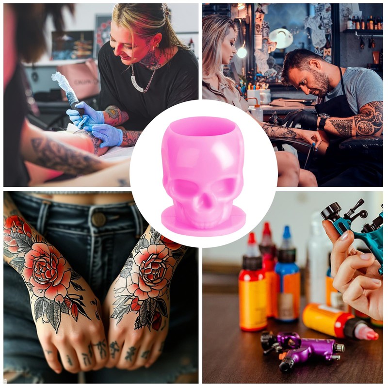 Bohue 100pcs Skull Shaped Tattoo Ink CupsLarge Tattoo Ink Cups