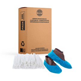 PimPam Factory 100 Pack Blue Disposable Overshoes and Overshoes for Hospitality, Nursing and Factories