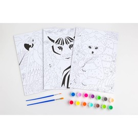 Curious Universe Art Fantastic Wild Animals Triple Set - Paint by Numbers for Children - Painting by Numbers Activity Set for Kids Age 6-14 - Arts and Crafts Gifts - Includes 3 Pictures & 14 Paints
