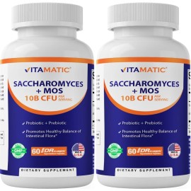Vitamatic Saccharomyces 10B per Serving + MOS-60 DR Capsule- 2 Pack