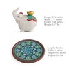 Cute Resin Elephant Incense Holder with Ceramic Tray for Meditation