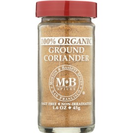 Morton & Bassett 100% Organic Ground Coriander | Warm, Citrusy Spice for Global Cooking | Gluten Free, Salt Free, Non-GMO | 1.6 oz Jar
