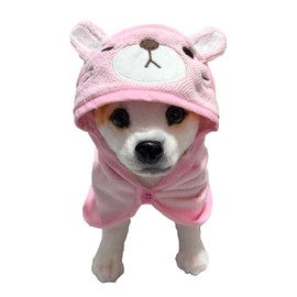 IOICYBF Dog Hooded Bathrobe Towel, Fast Drying Bath Towel Absorbent Warm Blanket Pink L