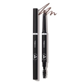 VEECCI Diamond Eyebrow Pencil - Long Lasting & Smudge-proof, Dual-Ended with Soft Brush - Vegan Formula for Microblading Effect Brows (Brown)