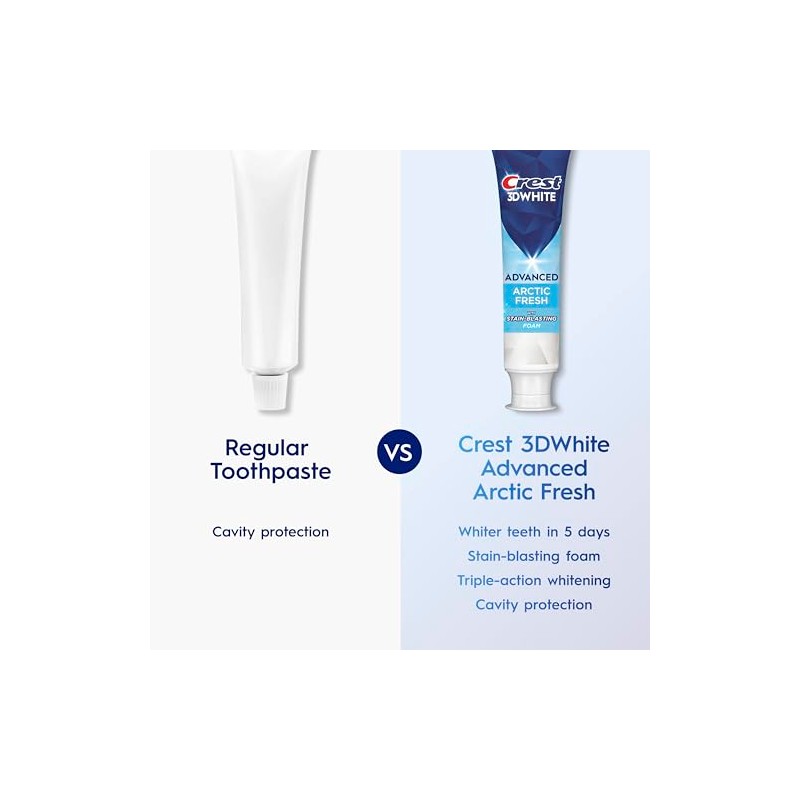Crest 3D White Advanced Teeth Whitening Toothpaste, Arctic Fresh, 3.3