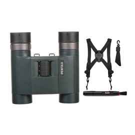 Pentax AD 8x25mm WP Binoculars Bundle with Binocular Harness and Lens Cleaning Pen (3 Items)