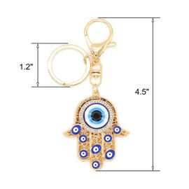 Jasimkiss Evil Eye Keychains Hamsa Hand keychains Protection Charm Key Ring Bag Purse Accessories Good Luck Amulet (A)