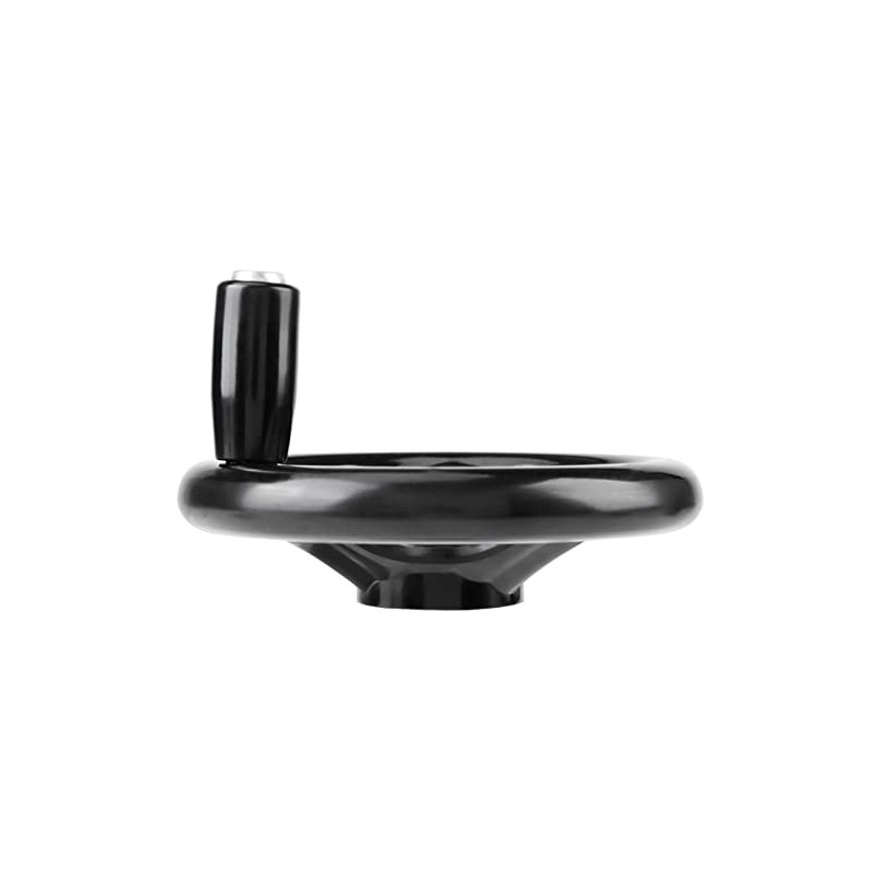 Black Round 3 Spoke Hand Wheel with Rotary Handle for