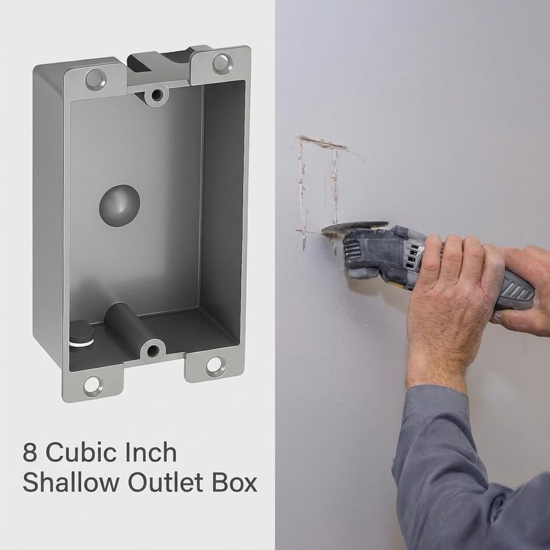 2 Pack Shallow Outlet Box 8 Cubic Single Gang Old