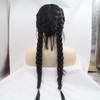 Black Double Braided Wig with Baby Hair, 2 x Twisted
