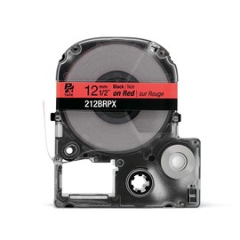 Epson LABELWORKS 212BRPX PET Tape Cartridge - Black on Red Standard Industrial Label Maker Tape - 1/2" (12MM) Wide, 30 ft