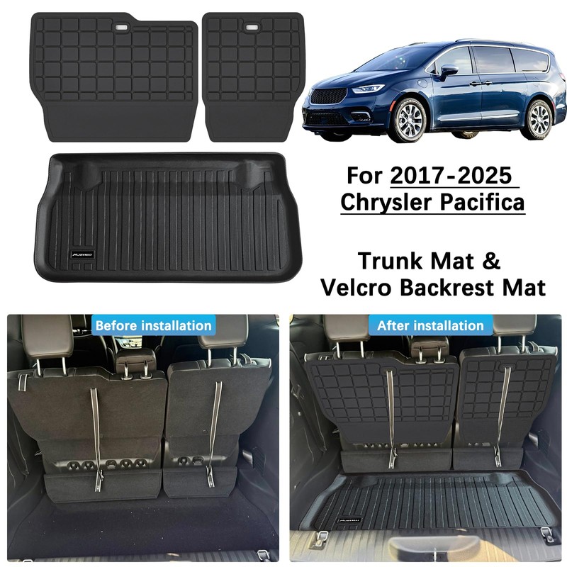 MJBYMAT Cargo Liner for 2017-2024 2025 Chrysler Pacifica with Backrest