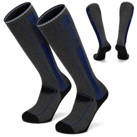TurnWay 2-Pairs Ski Socks Over The Calf (OTC) for Skiing, Snowboarding, Winter Outdoor Activities for Men & Women (as1, alpha, x_l, regular, regular, Deep Blue, X-Large)