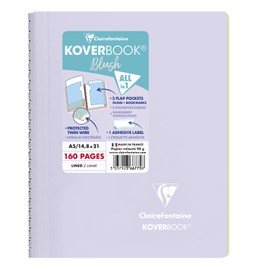 Clairefontaine Koverbook Blush 366775C Spiral Notebook, DIN A5, 14.8 x 21 cm, 80 Sheets, Lined, Pack of 1, Purple/Green