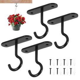 BTBHIHO 4 Pack Ceiling Hooks for Hanging Plants, Metal Ceiling Hooks with Screws, Wall Hooks for Flower Pots, Lamps, Birdhouses and Home Decor