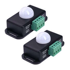 2 Pack Sensky 6A DC 12V 24V PIR Motion Sensor, Infrared Motion Sensor Switch for Timer Function Sign Control, LED Strips Lighting