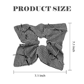 Yonchic Square Hair Scrunchies for Women & Girls, Elegant Lattice Plaid Hair Ties No Damage Rubber Bands Cute Hair Accessories (Gray & Red)