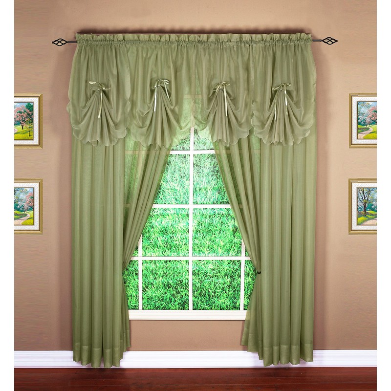 Today's Curtain Emelia Original Voile Panel 90", Dusty Leaf, 60"
