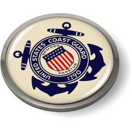 United States Coast Guard 3D Domed Emblem Car Sticker Metal Chrome Round Bezel
