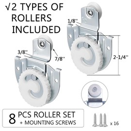 Closet Sliding Door Track Kit, Sliding Closet Door Hardware Rollers Wardrobe Adjustable Door Hooks with 8 Screws to Allow Wardrobe Cabinet to Slide Smoothly and Quietly (8)