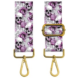 BeauBeast Purse Strap Replacement Crossbody 2" Wide Shoulder Strap, Cute Handbag Strap Bag Strap Replacement Belts Adjustable Luxury Skull Flowers