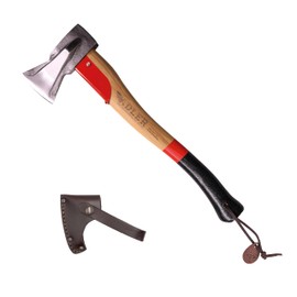 Adler - The Short Splitter, Hickory Wood, Leather Sheath, German Made, Anti-Slip Wood Splitting Axe, Head 2.7 pounds, Handle 19.6 inches