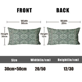 XPHZZL Pack of 2 Soft Decorative Cushion Covers 30cm x 50cm Square Throw Pillow Case Boho Style Pillowcases for Sofa Bedroom Outdoor Patio Garden with Invisible Zipper 12 x 20 Inch-Cyan Flower