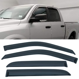 LLPTA set of 4 pcs Compatible with 09-18 Ram 1500 10-18 2500/3500 Crew Cab Front+Rear Sun/Rain Guard Outside Mount Window Visors