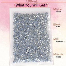 LPBeads Hotfix Rhinestones 14400pcs Flatback Crystal Rhinestones for Crafts Clothes DIY Decorations, Clear, SS10, 2.7-2.9mm