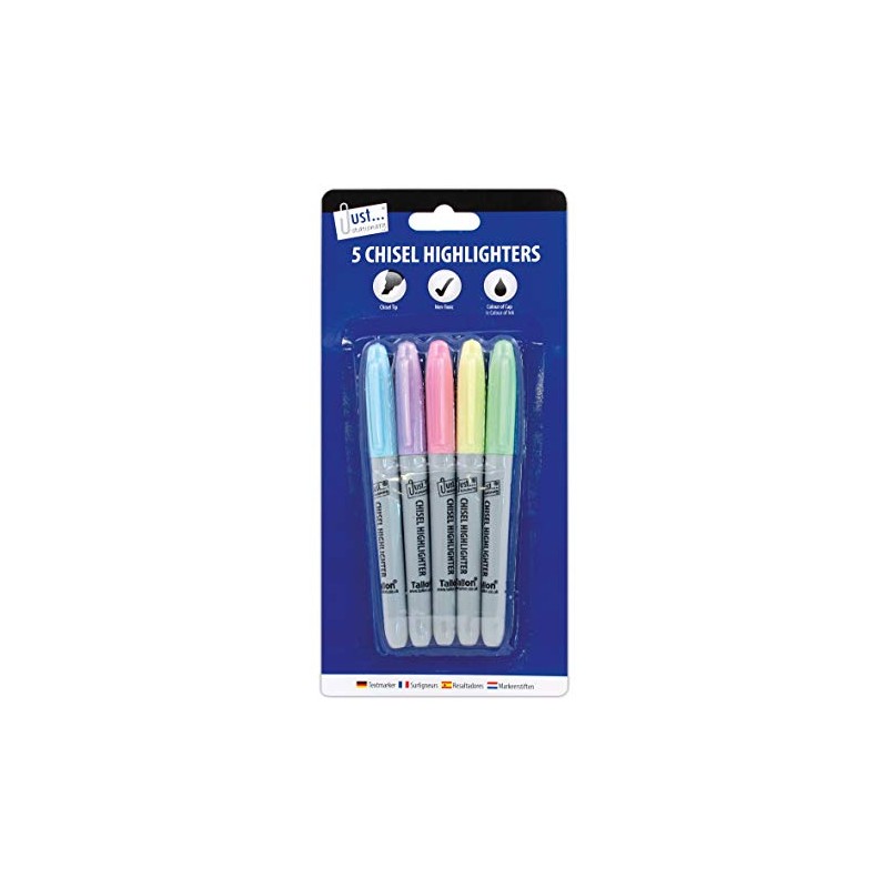 Just stationery 5 Pastel chisel tip Highlighters