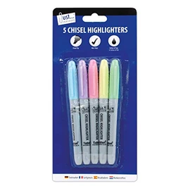 Just stationery 5 Pastel chisel tip Highlighters