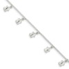 925 Sterling Silver 2mm Polished Turtle Chain Anklet with 1in