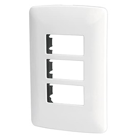 Volteck PPTR-IB, PLACA DE ABS CON CHASIS, 3 MÓDULOS, BLANCO, LINEA ITALIANA